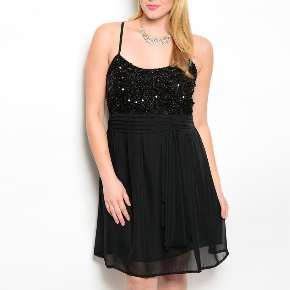 C.O.C. Ladies Dress Party Formal Prom Solid Black Plus Size 2XL